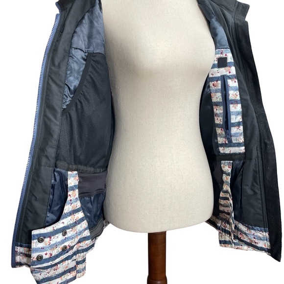 ROXY Torah Bright Liberty Jacket Size Small Slim Fit 8K Striped Floral Hooded - Picture 10 of 16